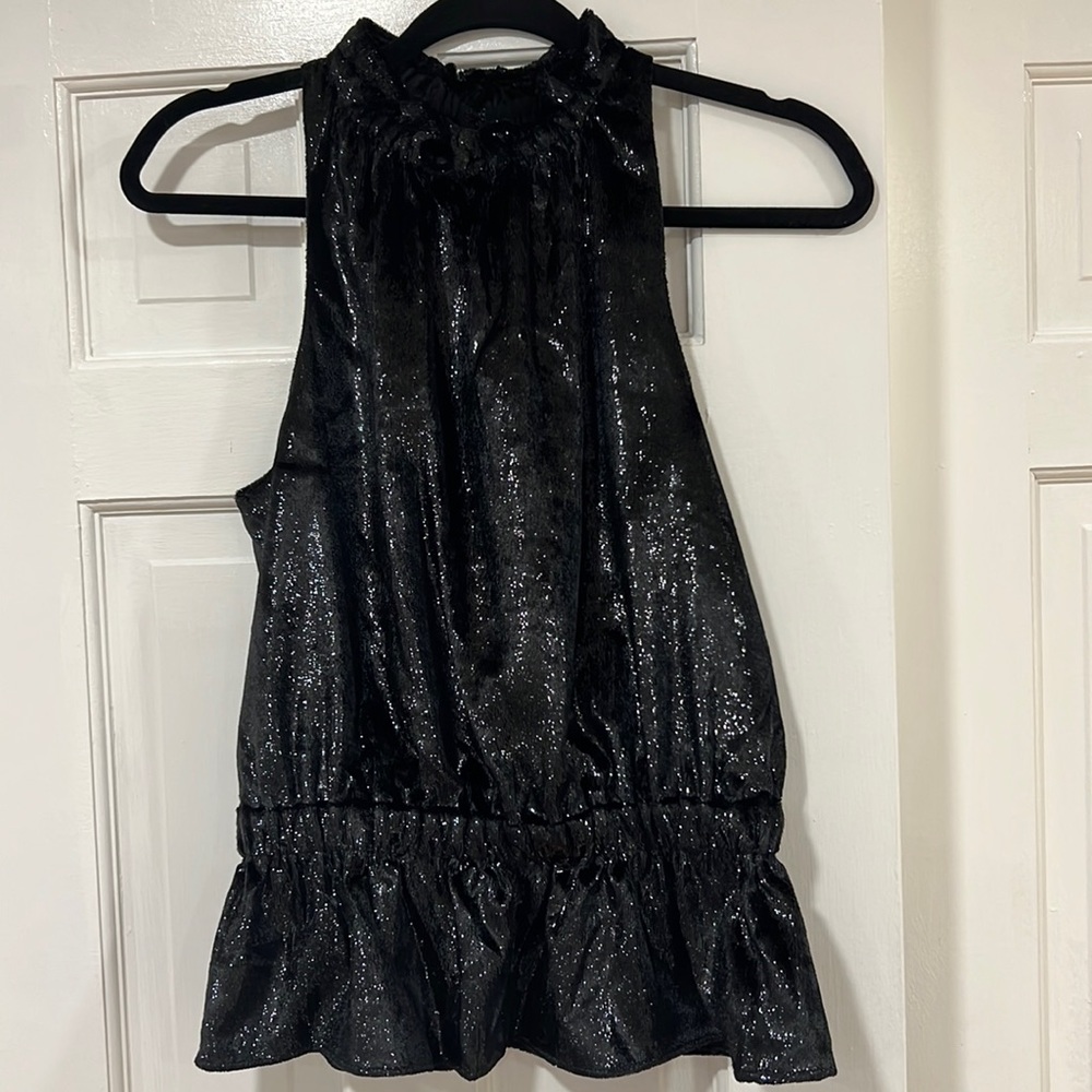 Ramy Brook NY sleeveless peplum velour top - W small. Great for holiday parties!